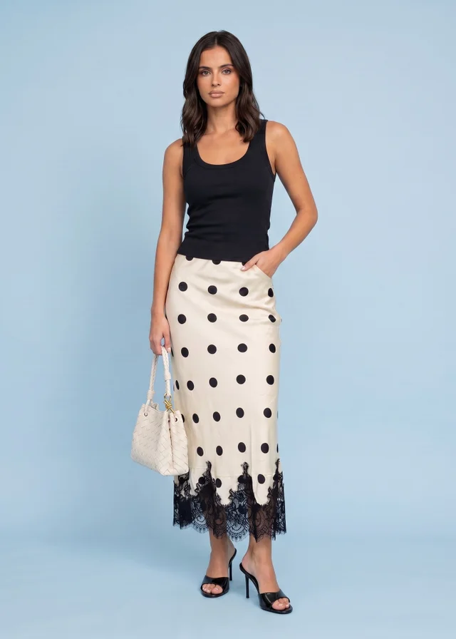 Urban Bliss White Lace Spot Maxi Skirt
