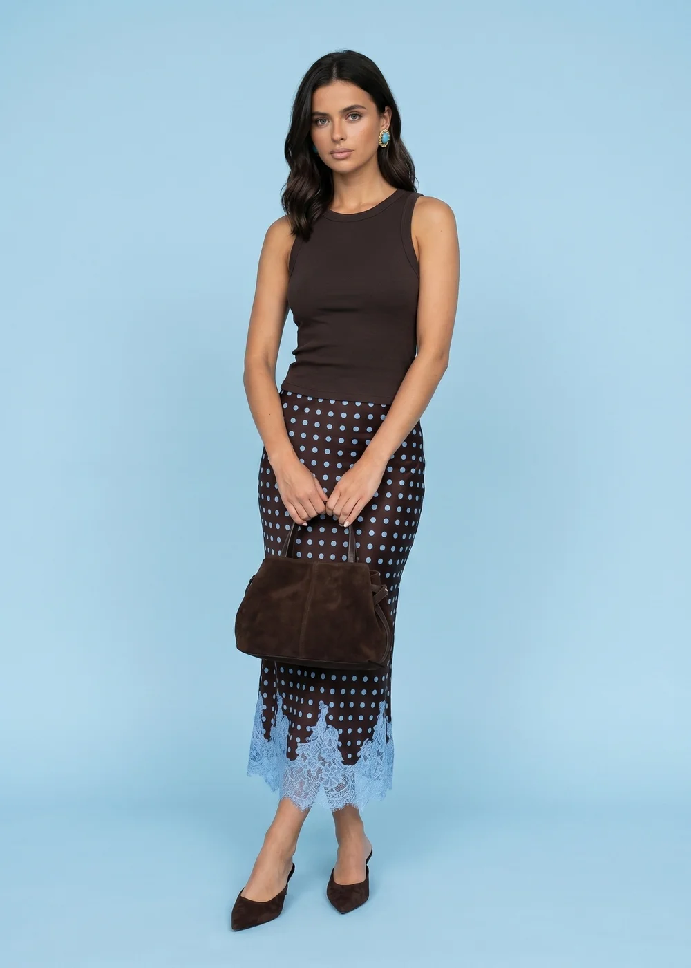 Urban Bilss Brown Lace Spot Maxi Skirt - 16 Image 1