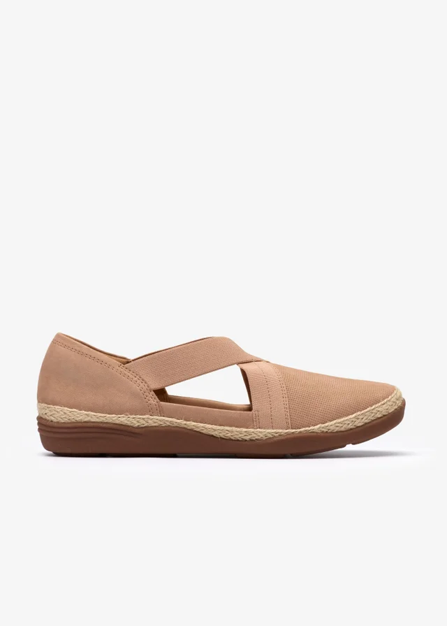 Clarks Womens Beige Elaina Dusk Nubuck Standard