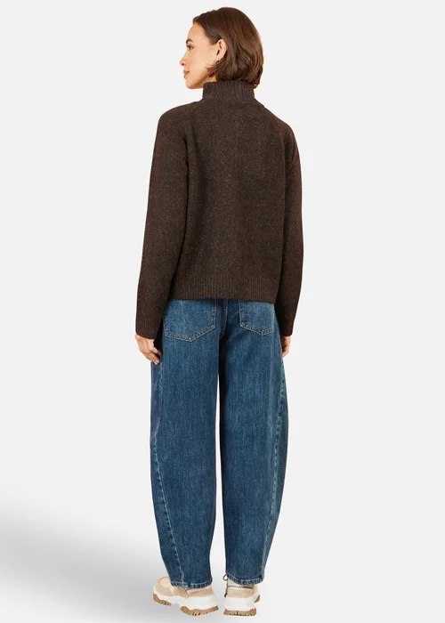 Yumi Brown Zip Up Cardigan - M Image 3