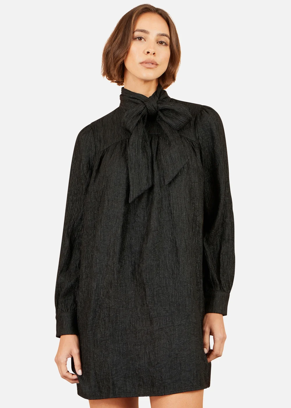 Yumi Black Scarf Tunic Dress - 8 Image 1
