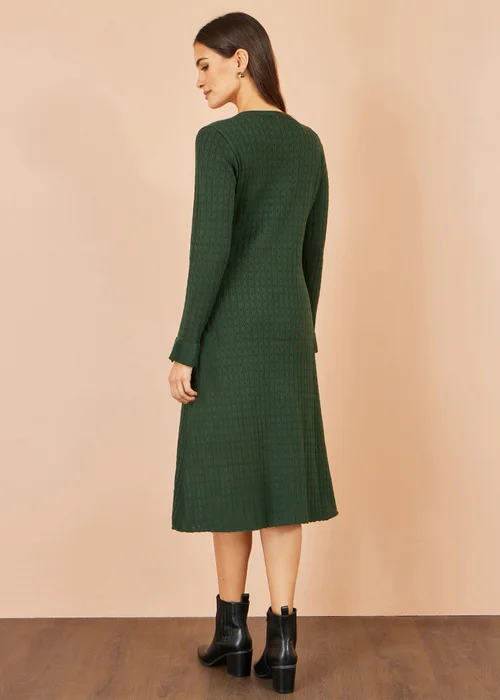 Yumi Green Viscose Knitted Midi Dress With Buttons - L Image 3