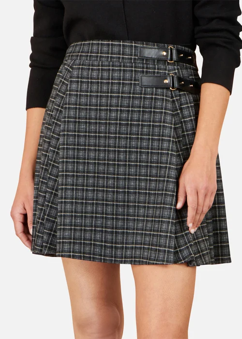 Yumi Black Check Pleated Mini Skirt - 12 Image 3