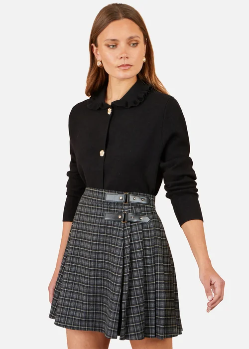 Yumi Black Check Pleated Mini Skirt - 12 Image 1