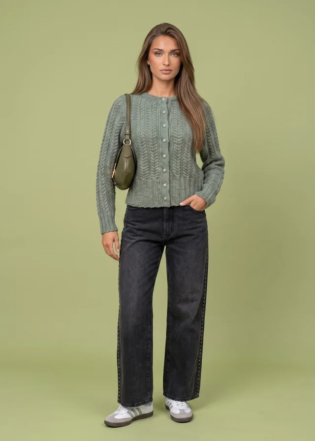 Urban Bliss Wool Blend Cabled Cardigan