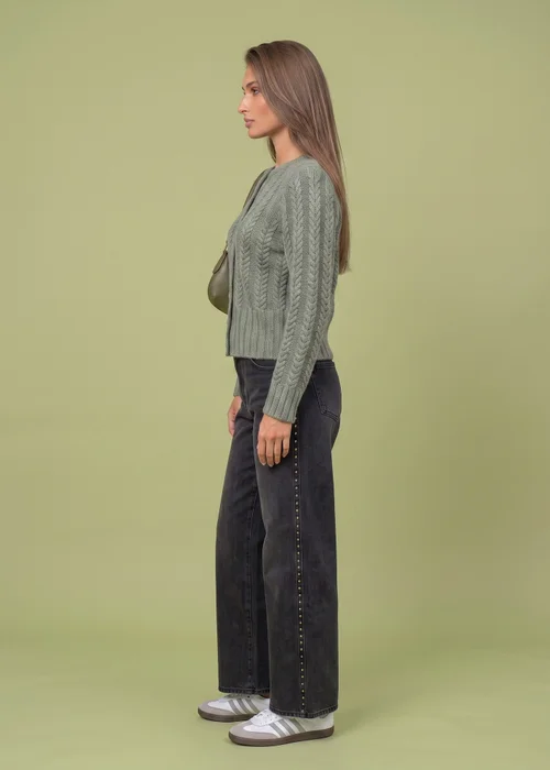 Urban Bliss Wool Blend Cabled Cardigan - S Image 2