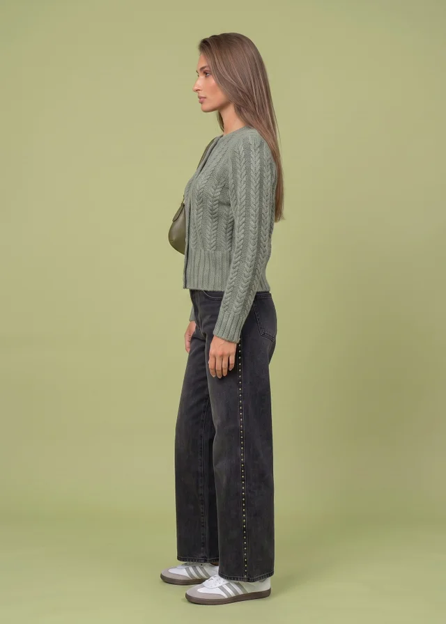 Urban Bliss Wool Blend Cabled Cardigan