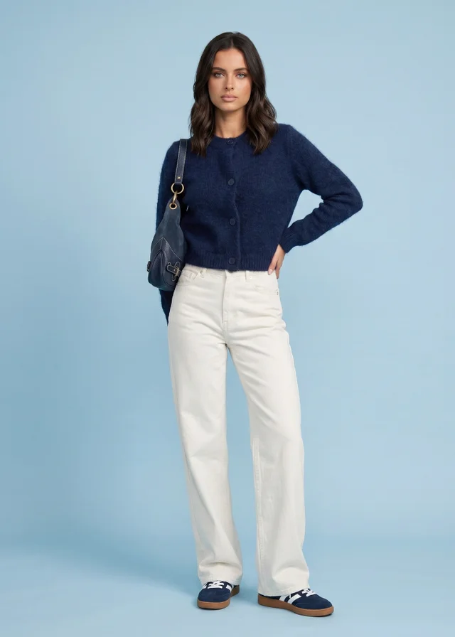 Urban Bliss Navy Wool Blend Cropped Cardigan