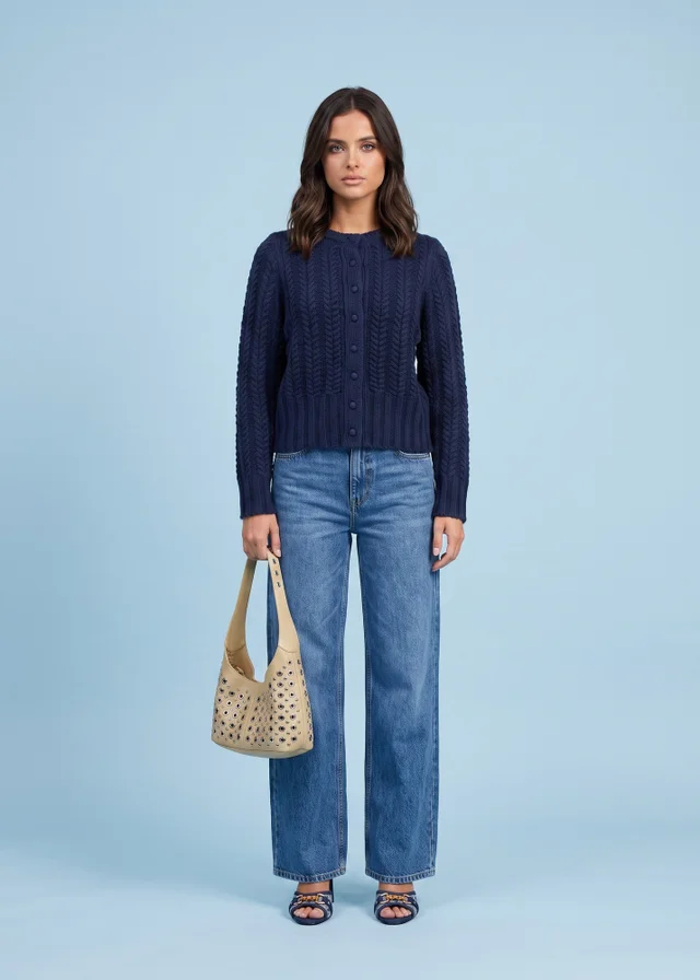 Urban Bliss Wool Blend Cabled Cardigan