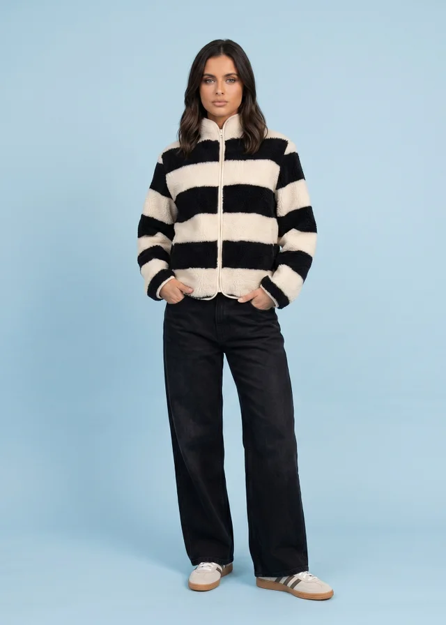 Urban Bliss Black Stripe Fleece Jacket