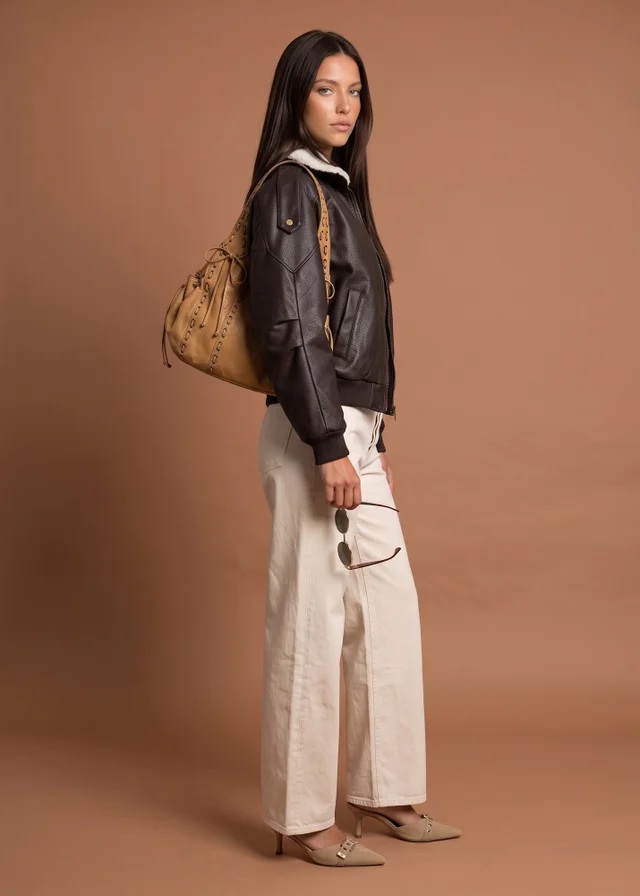 Urban Bliss Chocolate PU Borg Bomber Jacket