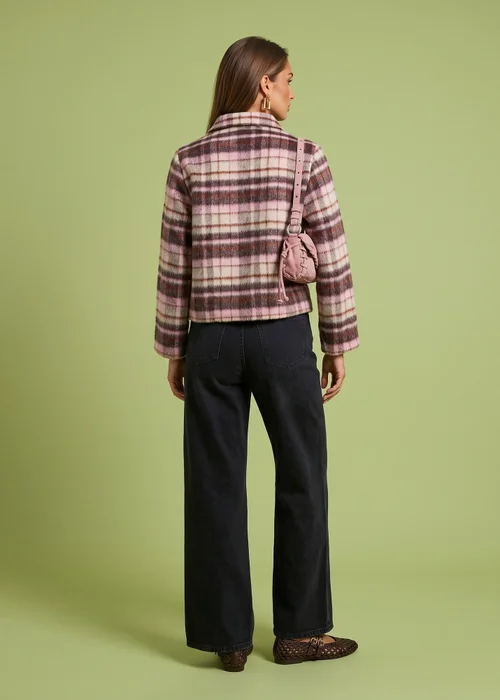 Urban Bliss Pink Wool Blend Check Patch Coat - 16 Image 3