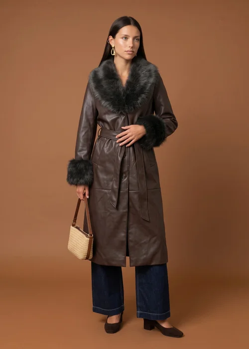 Urban Bliss Chocolate PU Fur Cuff Jacket - 10 Image 1