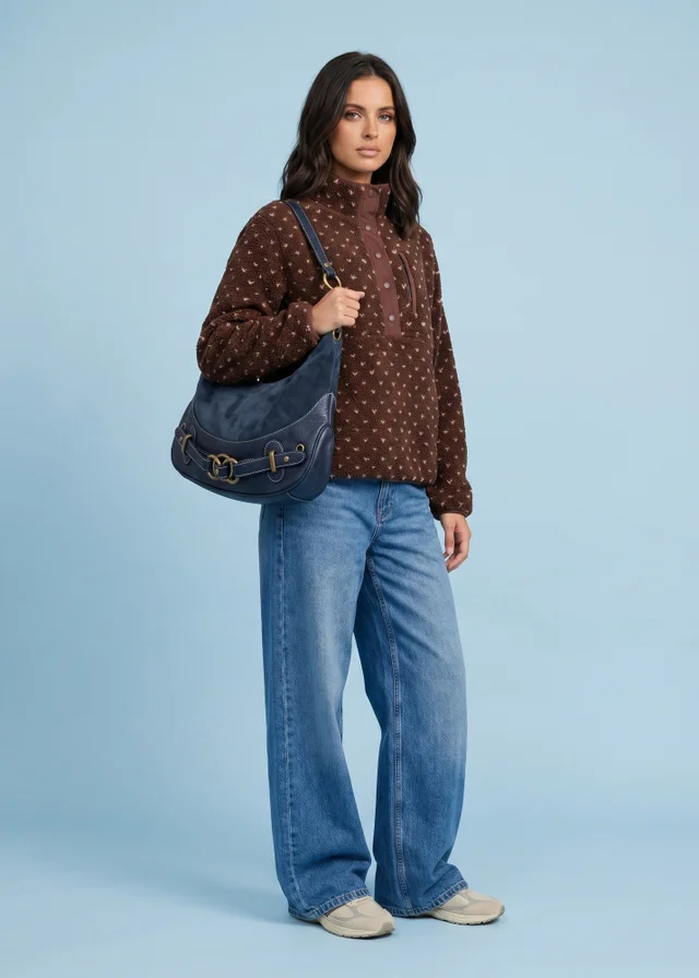 Urban Bliss Chocolate Spot Quarter Fleece Jacket