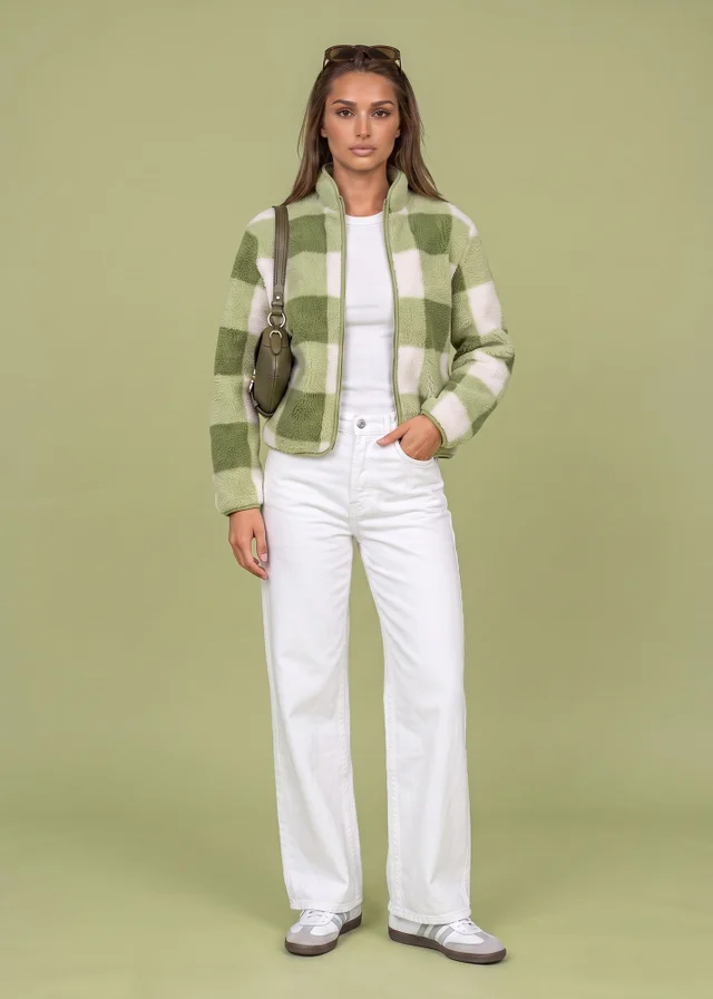 Urban Bliss Matcha Check Fleece Jacket