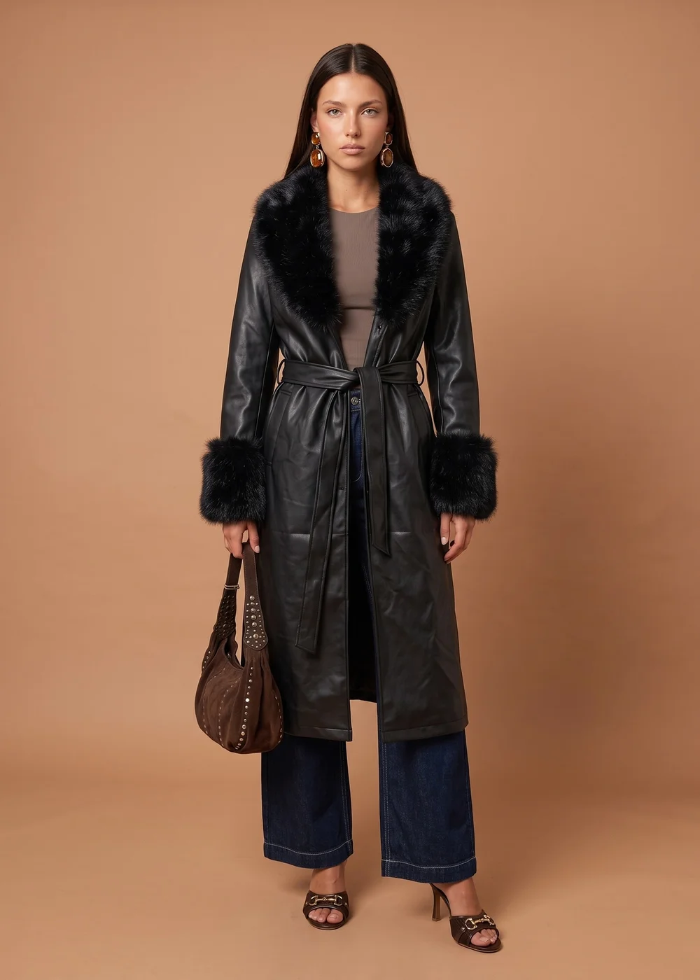 Urban Bliss Black PU Fur Cuff Jacket - 12 Image 1