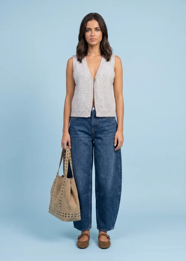 Urban Bliss Cream Wool Blend One Button Vest