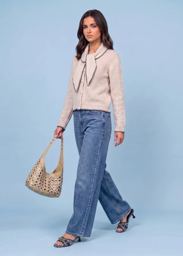Urban Bliss Cream Wool Blend Contrast Cardigan