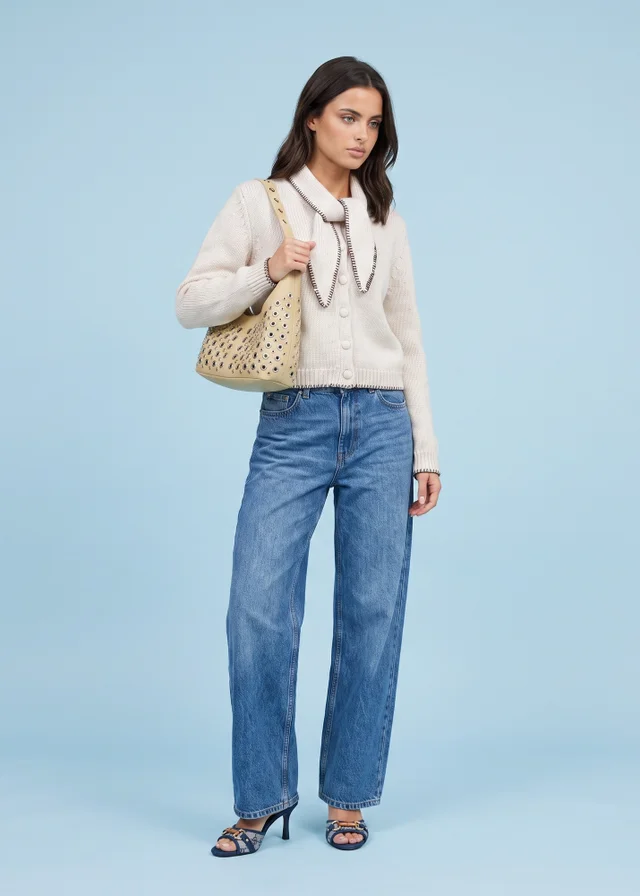 Urban Bliss Cream Wool Blend Contrast Cardigan