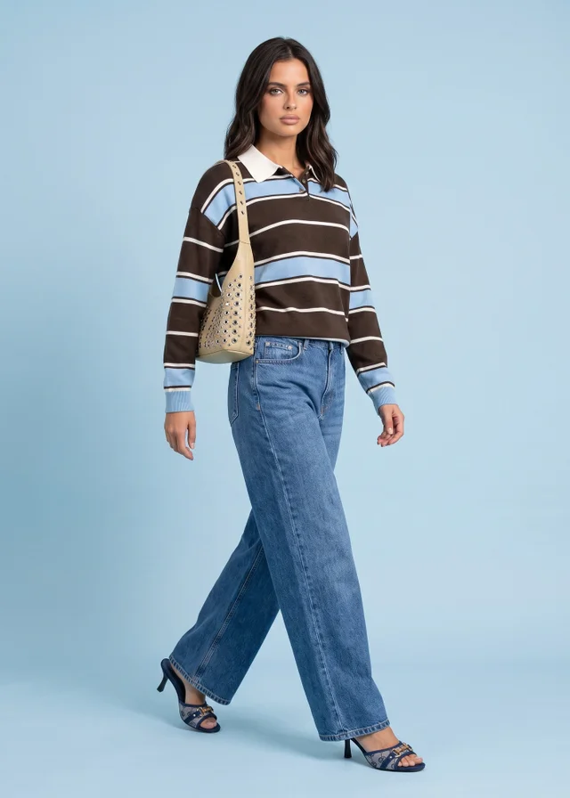 Urban Bliss Blue Wool Blend Stripe Jumper