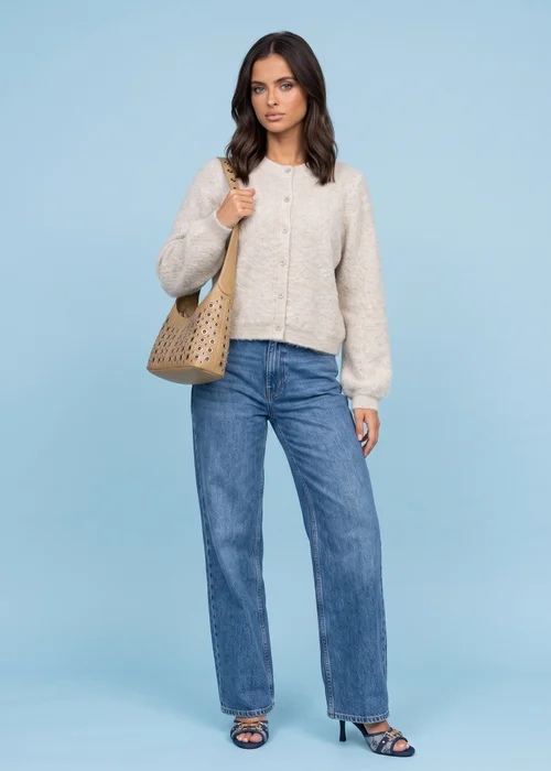 Urban Bliss Cream Wool Blend Textured Boucle Cardigan - S Image 2