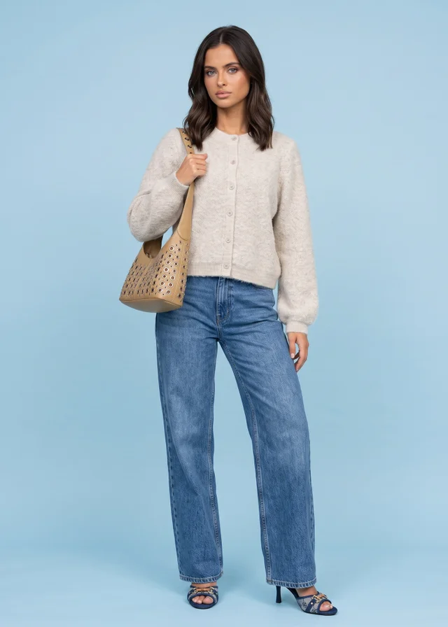 Urban Bliss Cream Wool Blend Textured Boucle Cardigan