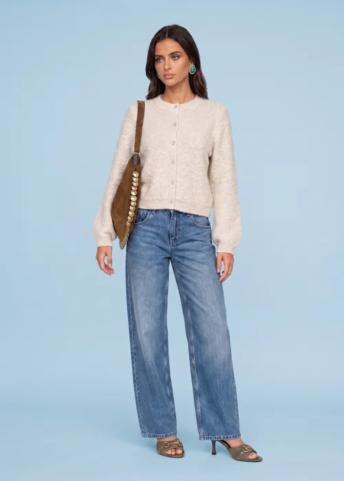 Urban Bliss Cream Wool Blend Textured Boucle Cardigan - S Image 1