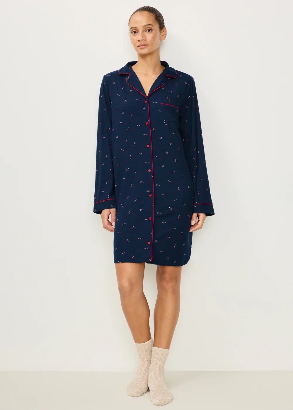 Navy Candy Cane Nightie - Extra small Image 1