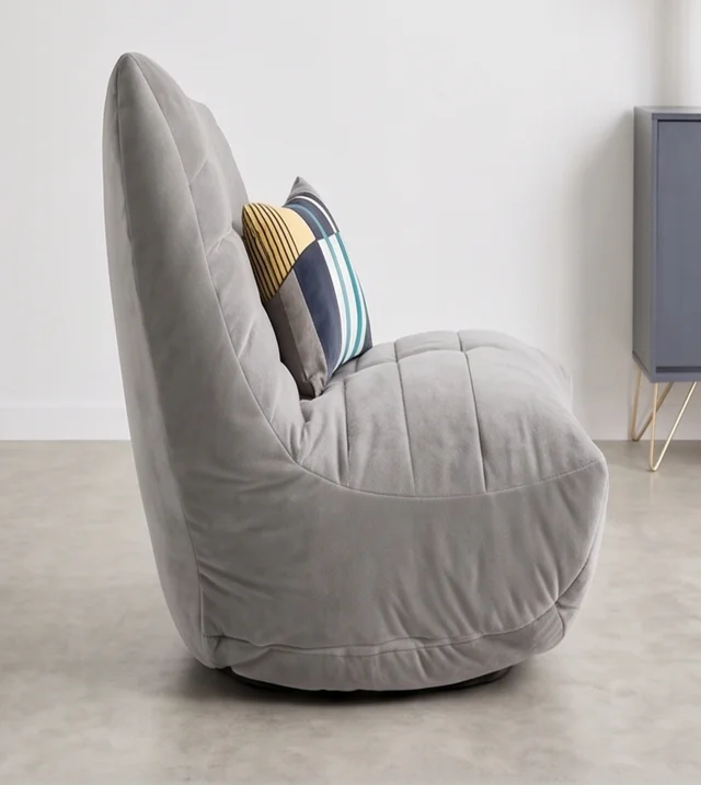 Kaikoo Grey Velvet Lounger Large