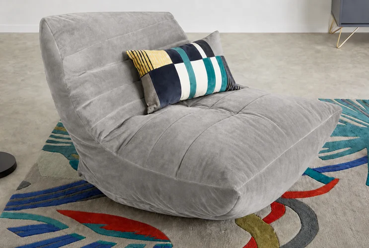 Kaikoo Grey Velvet Lounger Large - L Image 1