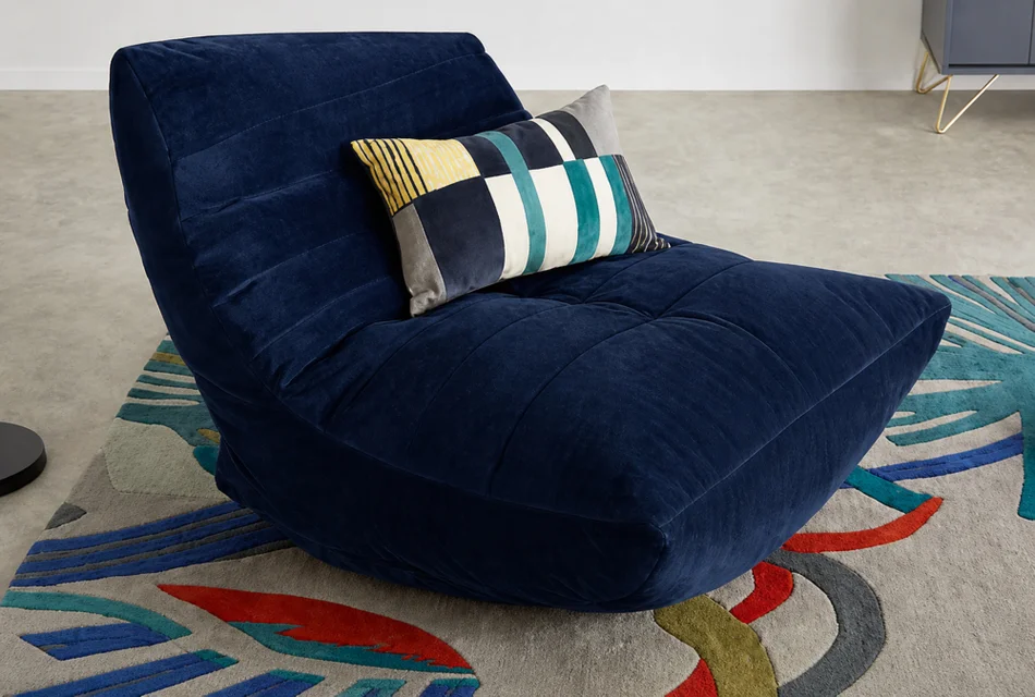Kaikoo Blue Velvet Lounger Large