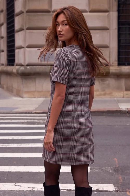 Roman Ivory Houndstooth Check Shift Dress - 16 Image 3