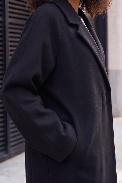 Dusk Black Single Breasted Longline Coat - 16 Image 4
