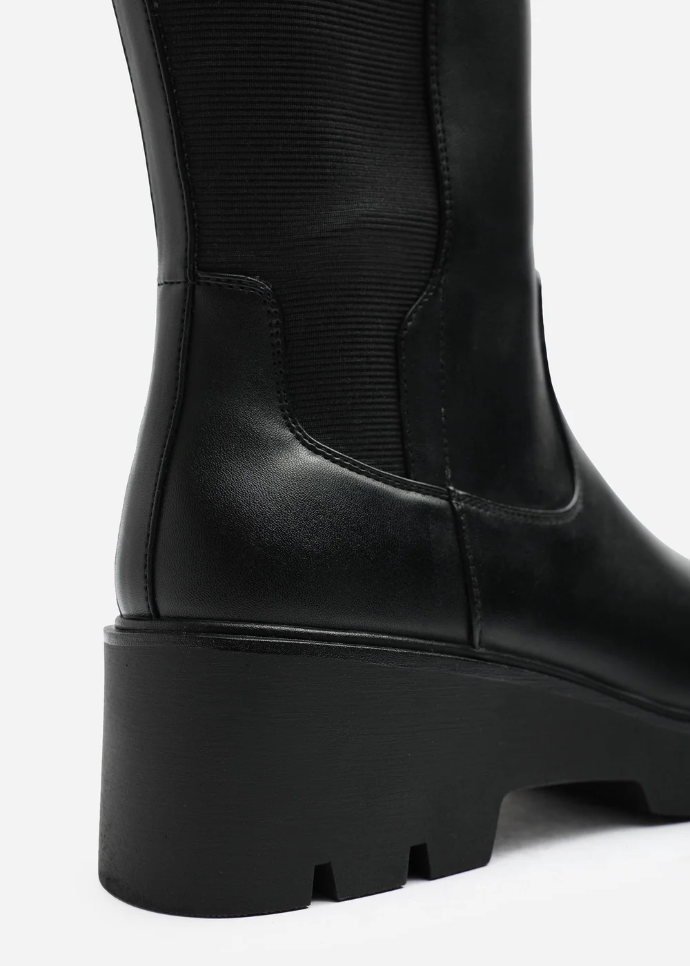 Where's That From Erelia Black Wide Fit Stretch Panel Buckle Detail Wedge Boots - 6 Wide Image 4