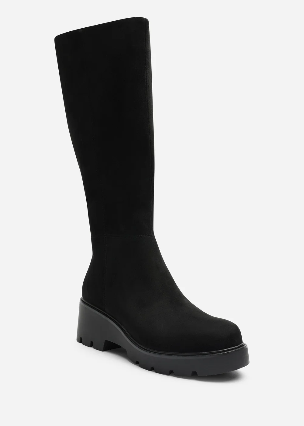 Where's That From Envara Black Knee High Wedge Boot With Stitch Panel Detailing - 5 Image 2