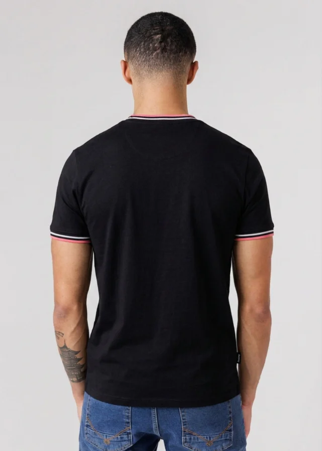 Firetrap Black Regular Fit Cotton Crew T Shirt