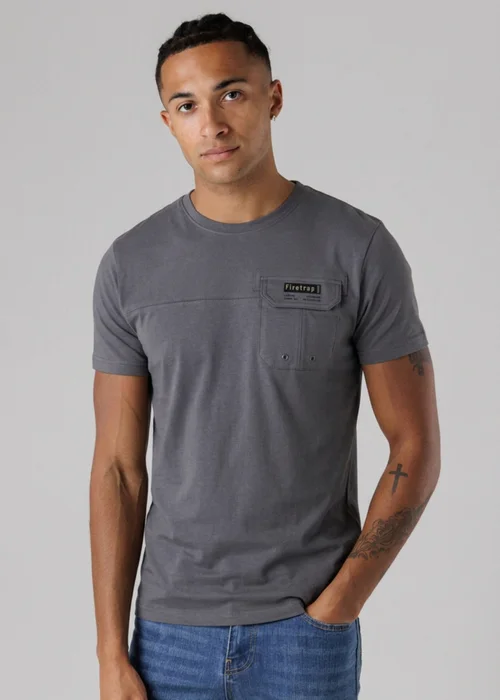Firetrap Multi 3 Pack Regular Fit Cotton Pocket Tees - L Image 4