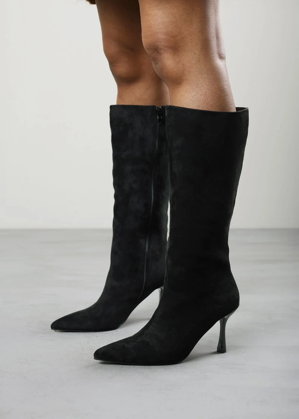 Where's That From Kexira Black Faux Suede Stiletto Knee High Boot - 8 Image 2