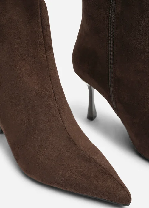 Where's That From Kexira Dark Brown Faux Suede Stiletto Knee High Boot - 3 Image 5