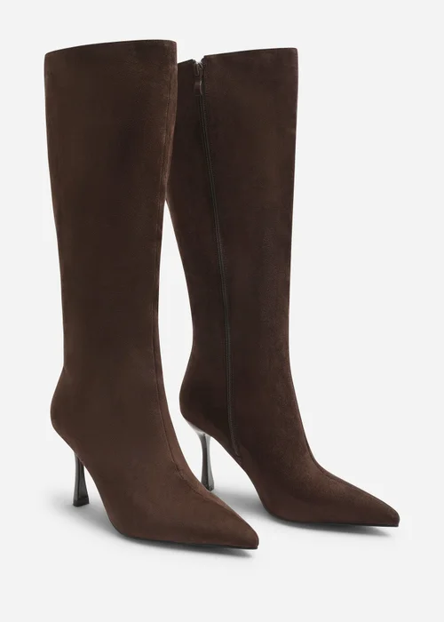 Where's That From Kexira Dark Brown Faux Suede Stiletto Knee High Boot - 3 Image 4