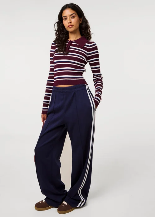 Pink Vanilla Red Stripe Long Sleeve Collar Jumper - L Image 2