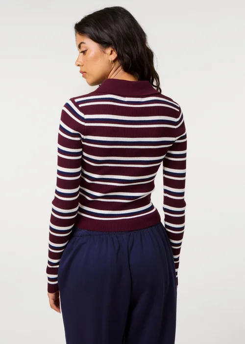 Pink Vanilla Red Stripe Long Sleeve Collar Jumper - L Image 4