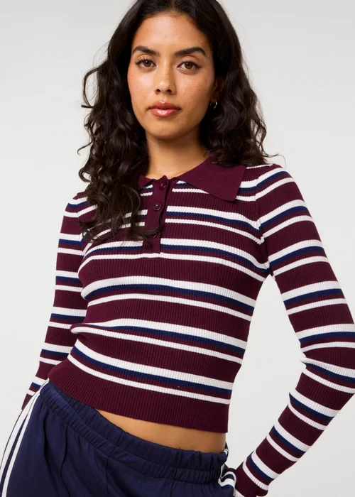 Pink Vanilla Red Stripe Long Sleeve Collar Jumper - L Image 3