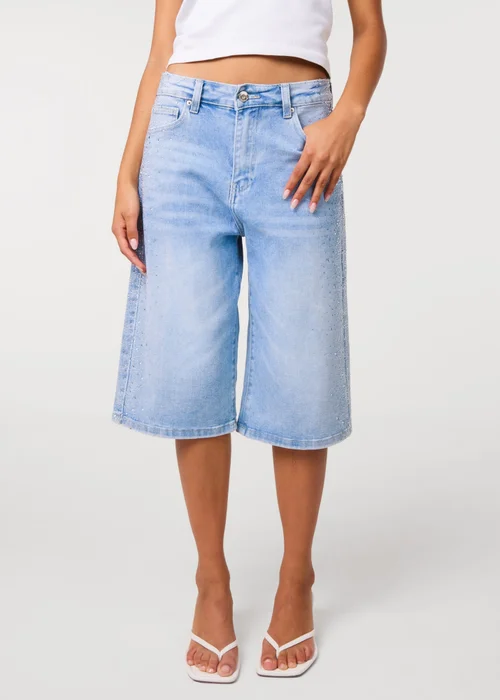 Pink Vanilla Blue Diamante Side Bermuda Shorts - 14 Image 2