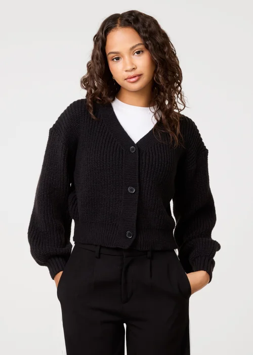 Pink Vanilla Black Cropped Button Cardigan - M/L Image 1