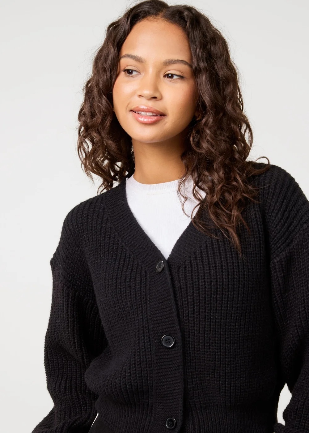Pink Vanilla Black Cropped Button Cardigan - M/L Image 3