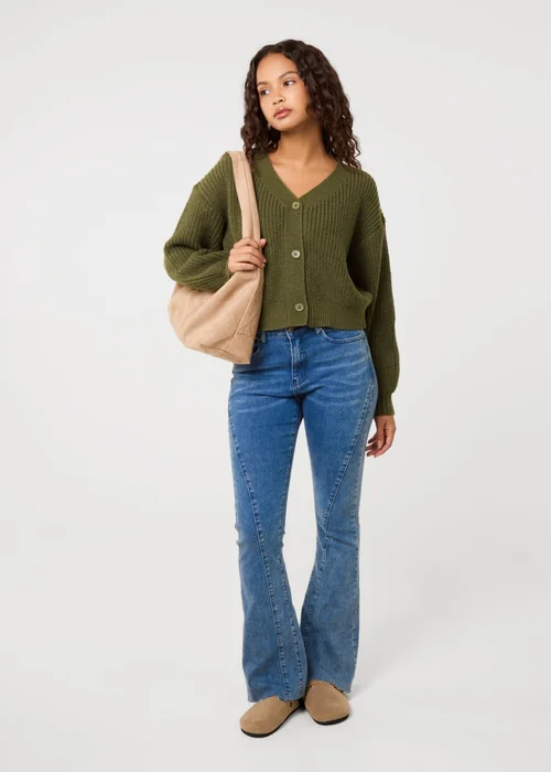 Pink Vanilla Khaki Cropped Button Cardigan - S/M Image 2