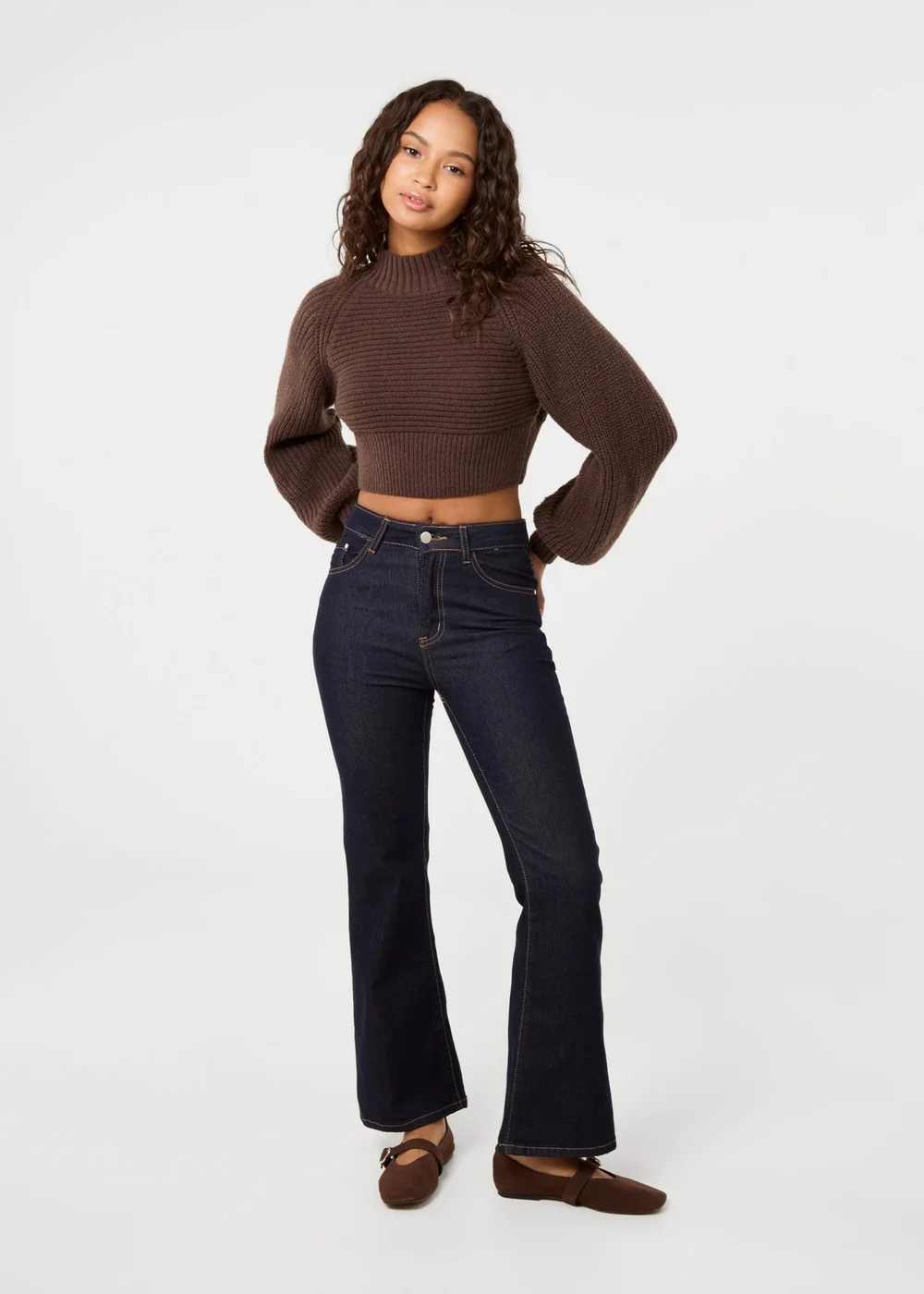 Pink Vanilla Brown High Neck Knitted Jumper - M/L Image 2