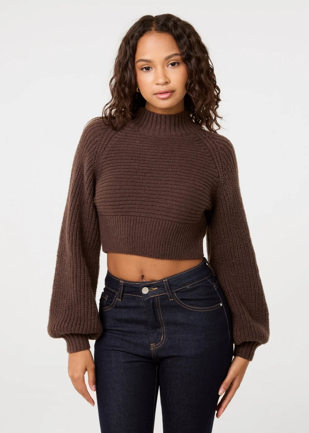 Pink Vanilla Brown High Neck Knitted Jumper - M/L Image 1