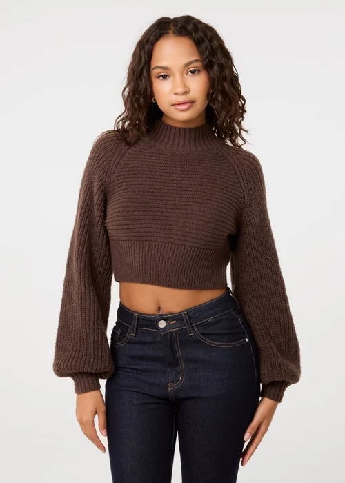 Pink Vanilla Brown High Neck Knitted Jumper - M/L Image 1